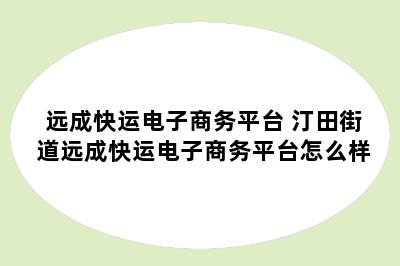 远成快运电子商务平台 汀田街道远成快运电子商务平台怎么样